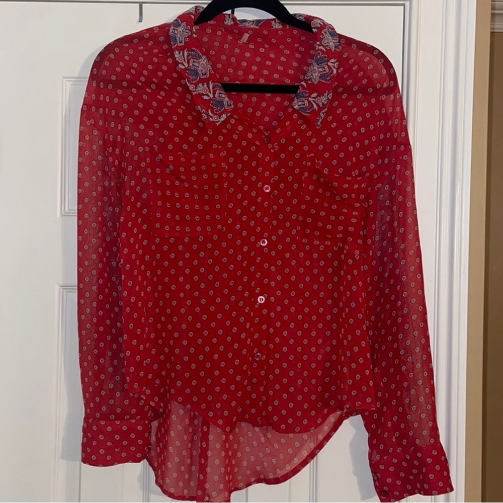 #103. NWOT Free People sheer button down Blouse